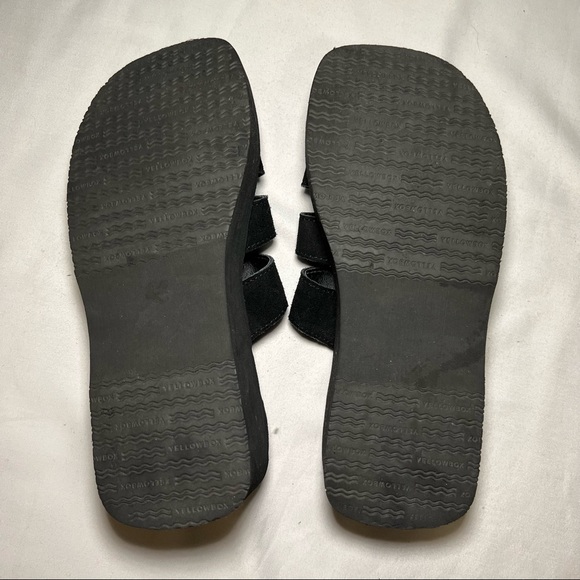 Yellow Box Black Suede Platform Slip-On Sandals with Turquoise and Silver Accent - Picture 5 of 12